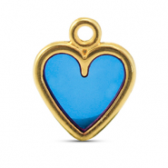Metaal bedels DQ heart Blue-Goud (nikkelvrij)