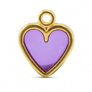 Metaal bedels DQ heart Purple-Goud (nikkelvrij)
