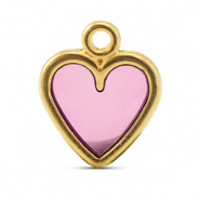 Metaal bedels DQ heart Pink-Goud (nikkelvrij)