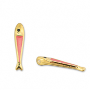 Metaal bedels DQ fish Coral red-Goud (nikkelvrij)