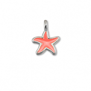 Metaal bedels DQ starfish Coral red-Antiek zilver (nikkelvrij)