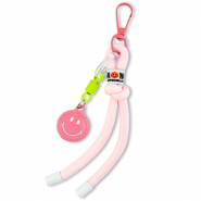 Sleutelhangers smiley with rope Light pink-neon yellow-white