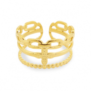 Ringen van Stainless steel Roestvrij staal (RVS) Flower Goud