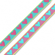 BY31&reg; Tekstlint hearts Turquoise green-fuchsia-yellow