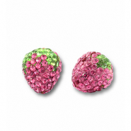 Kralen acryl met strass strawberry Pink-light green
