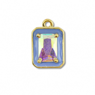 Brass TQ metaal bedels rectangle Gold-blue-AB coating