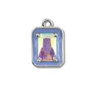 Brass TQ metaal bedels rectangle Silver-blue-AB coating