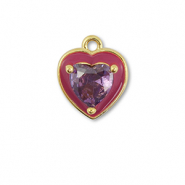 Brass TQ metaal bedels heart Gold-purple