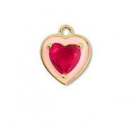 Brass TQ metaal bedels heart Gold-cream pink-berry wine red