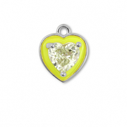 Brass TQ metaal bedels heart Silver-neon yellow-light yellow