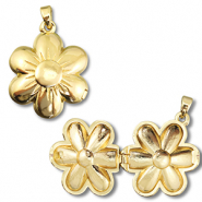 Eco-brass® metaal bedels medaillon flower Gold