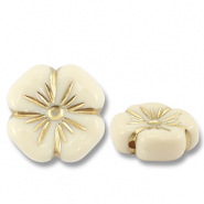 Kralen van acryl flower Off white-gold