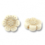 Kralen van acryl flower Off white-gold