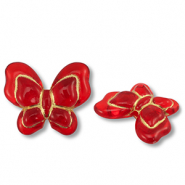 Kralen van acryl butterfly Red-gold