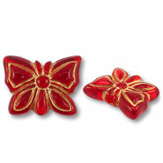 Kralen van acryl butterfly Red-gold