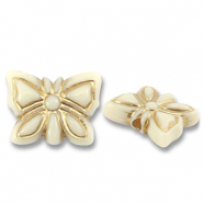 Kralen van acryl butterfly Off white-gold