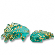 Kralen van acryl fish Teal green-gold