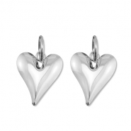 Oorbellen van Stainless steel Roestvrij staal (RVS) heart Silver