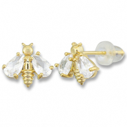 TQ metaal brass oorbellen / oorstekers bee Gold-transparent