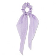 Haarelastiek scrunchie met lint dots Light purple