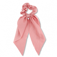 Haarelastiek scrunchie met lint Coral pink