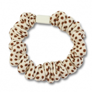 Haarelastiek scrunchie dots Off white-brown