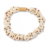 Haarelastiek scrunchie dots Off white-brown
