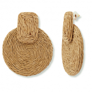 Musthave raffia oorbellen rectangle / round Light brown