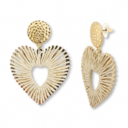 Musthave raffia oorbellen heart Beige-gold