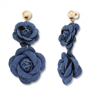 Musthave denim-look oorbellen flower Denim blue-gold