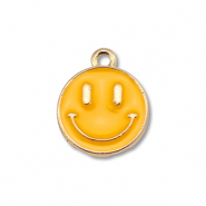 Metaal bedels enamel smiley Gold-light orange