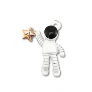 Metaal bedels enamel astronaut Gold-white-black