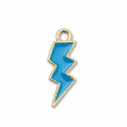 Metaal bedels enamel lightning Gold-blue