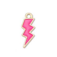 Metaal bedels enamel lightning Gold-fuchsia pink