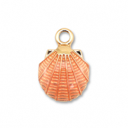 Metaal bedels enamel shell Gold-peach pink