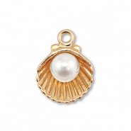 Metaal bedels enamel shell with pearl Gold-white
