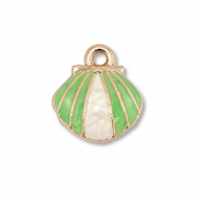 Metaal bedels enamel shell Gold-light green-white