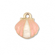 Metaal bedels enamel shell Gold-light pink-white