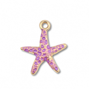 Metaal bedels enamel starfish Gold-purple