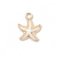 Metaal bedels enamel starfish Gold-white