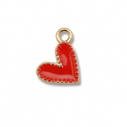 Metaal bedels enamel heart Gold-red