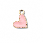 Metaal bedels enamel heart Gold-light pink