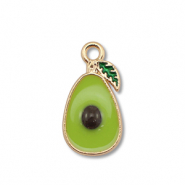 Metaal bedels enamel avocado Gold-olive green