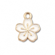 Metaal bedels enamel flower Gold-white