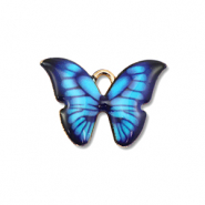 Metaal bedels enamel butterfly Gold-blue-black