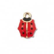 Metaal bedels enamel ladybug Gold-red-black