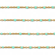 Benodigdheden van Stainless steel Roestvrij staal (RVS) jasseron 1mm Gold-mint turquoise
