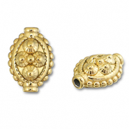 Kralen van Stainless steel Roestvrij staal (RVS) oval with dots Gold