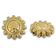 Kralen van Stainless steel Roestvrij staal (RVS) flower with face Gold