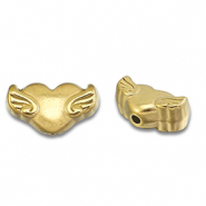 Kralen van Stainless steel Roestvrij staal (RVS) heart with wings Gold